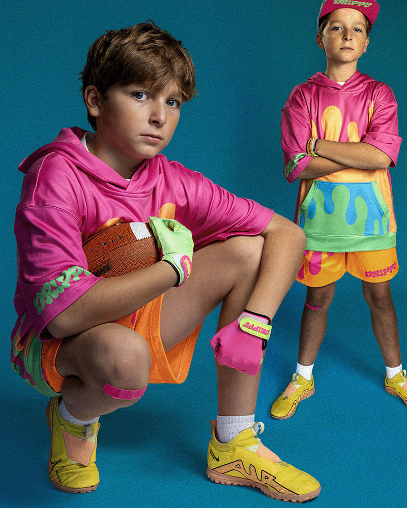 NEON DRIP PUMP HALF SLEEVE HOODIE