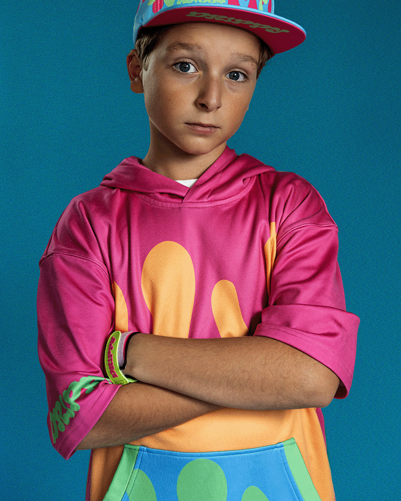 NEON DRIP PUMP HALF SLEEVE HOODIE